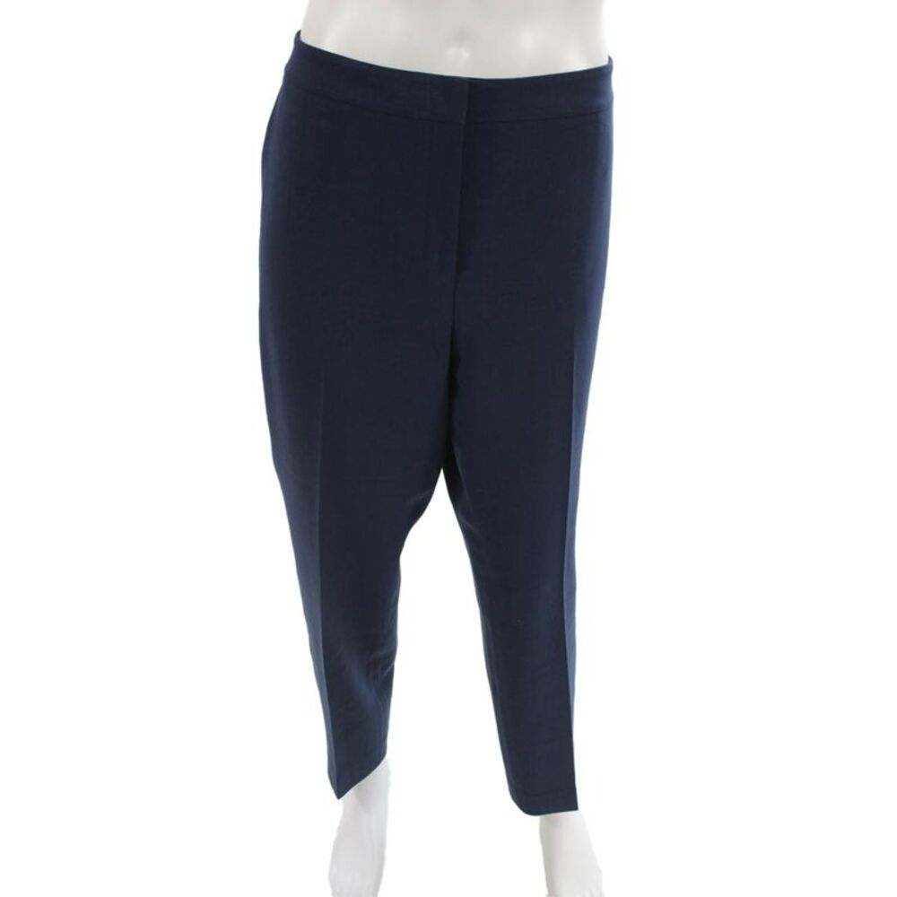 Lafayette 148 New York Women Ankle Dress Pants Dark Blue Wool Size 38
